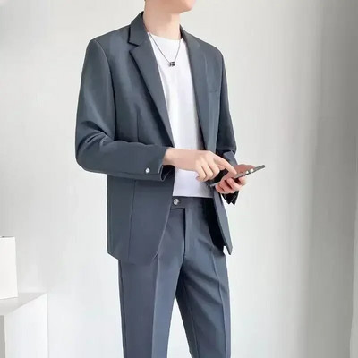 S-5XL Visokokvalitetno muško odijelo Gospoda Jednostavna poslovna ležerna odijela Komplet od 2 komada Klasična jednobojna jakna Blazer Hlače