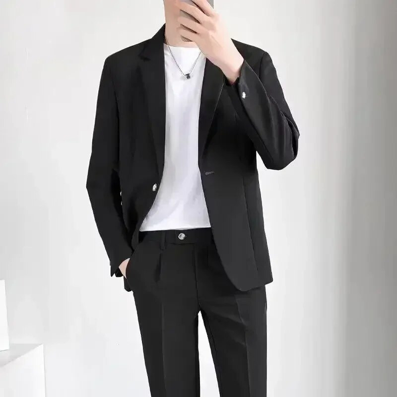 S-5XL Visokokvalitetno muško odijelo Gospoda Jednostavna poslovna ležerna odijela Komplet od 2 komada Klasična jednobojna jakna Blazer Hlače