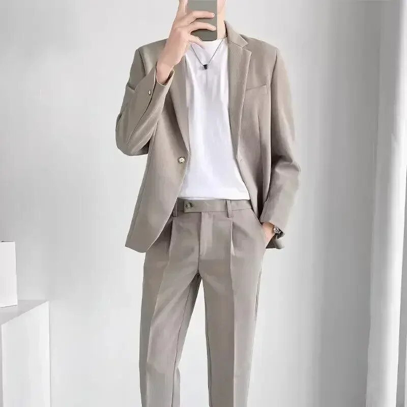 S-5XL Visokokvalitetno muško odijelo Gospoda Jednostavna poslovna ležerna odijela Komplet od 2 komada Klasična jednobojna jakna Blazer Hlače