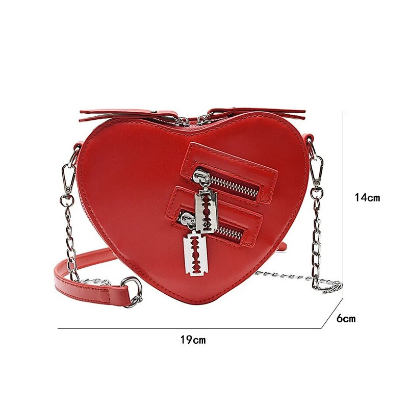 Gothic Heart Blade Lanac s patentnim zatvaračem Torbe preko ramena za žene Djevojke Ležerne torbice na rame Ručne torbice Techwear Ljetni novčanik Goth