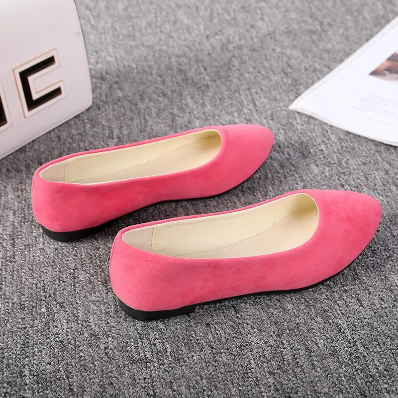 Moteriški plokšti batai Trend Paprasti Saldūs Klasikiniai Saldainių Spalvos Nauji Rudens Vasaros Kasdieniai Flock Butai Valtis Mieli Mergaičių Butai Biuro batai