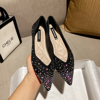 Bling Дамски мокасини с пайети, кристални обувки, дамски обувки тип балерина, блестящи мокасини с мека долна част, дамски обувки