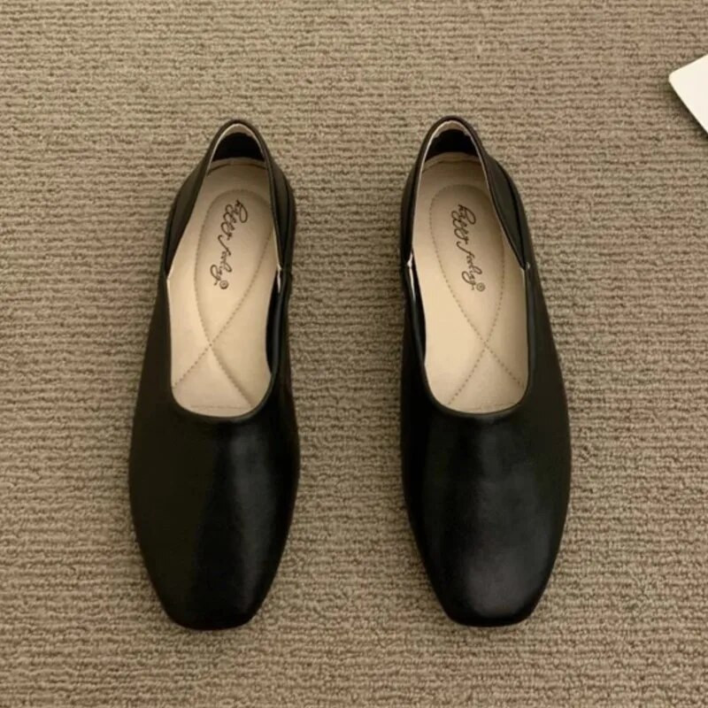 Új női, lapos, négyszögletes orrú csónakcipő, cukorka színe, lapos cipő, női cipó, fekete sekély, tömör tornacipő őszi 1487N