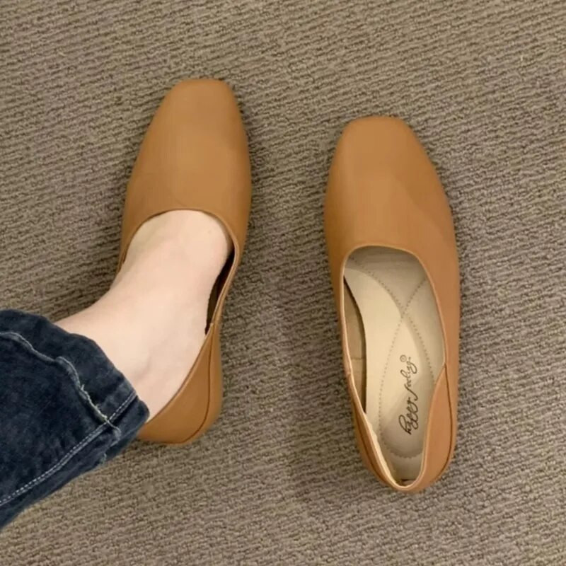 Új női, lapos, négyszögletes orrú csónakcipő, cukorka színe, lapos cipő, női cipó, fekete sekély, tömör tornacipő őszi 1487N