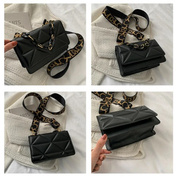 Дамска чанта, нова модна чанта през рамо с верига, чанта през рамо, широка презрамка, релефна кожена малка квадратна чанта, луксозни чанти, портмоне