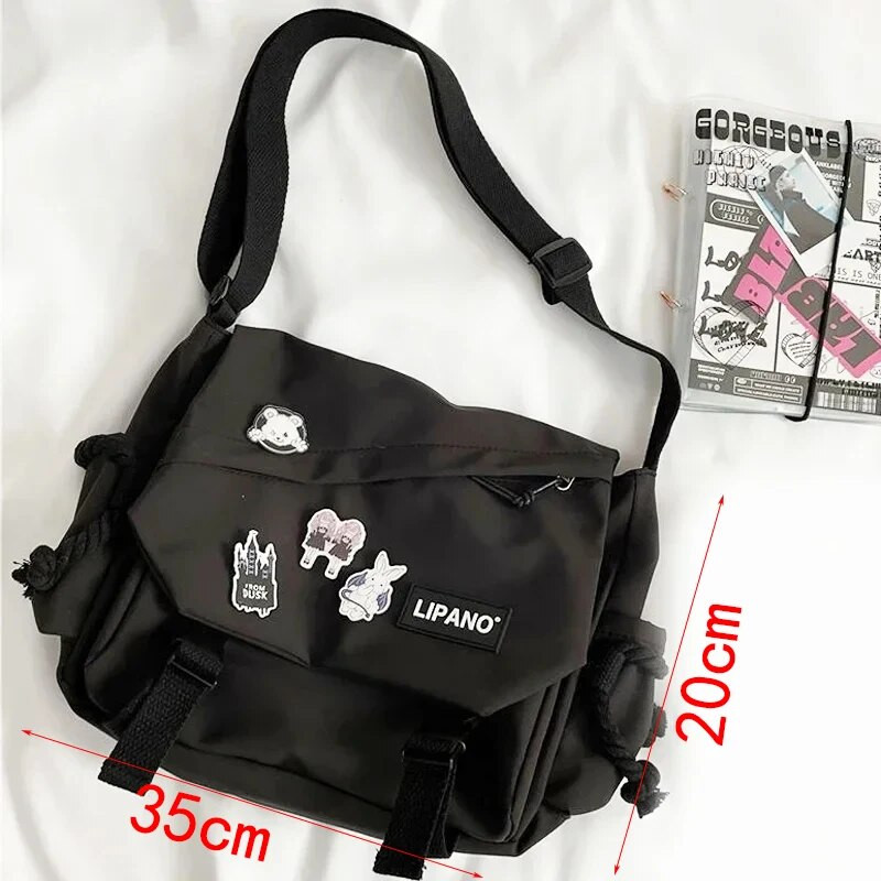 Nagy kapacitású válltáska Japán Harajuku Retro Munkaruházat Postás táska Crossbody Táskák Ifjúsági Diák Táska