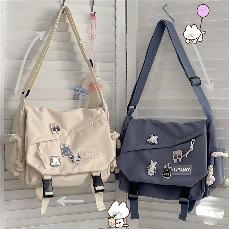 Nagy kapacitású válltáska Japán Harajuku Retro Munkaruházat Postás táska Crossbody Táskák Ifjúsági Diák Táska