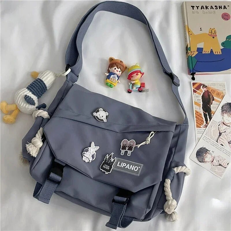 Nagy kapacitású válltáska Japán Harajuku Retro Munkaruházat Postás táska Crossbody Táskák Ifjúsági Diák Táska
