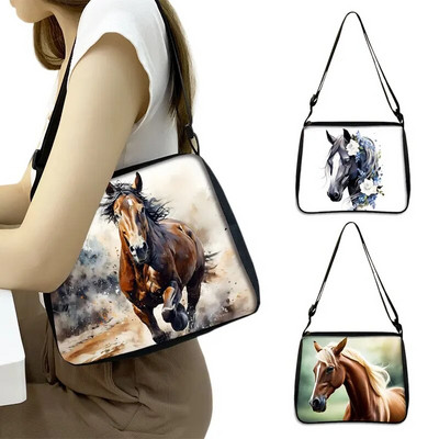 Elegent Дамски чанти с животни и коне Модна платнена чанта през рамо Дамска чанта за момичета Пътни чанти Дамски чанти с кръст