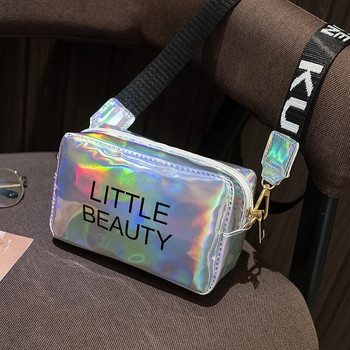 Малка дамска лазерна чанта за през рамо Messenger чанта за рамо PVC Jelly Малка чанти Messenger Candy Colors чанти Лазерна холографска чанта Bolsa