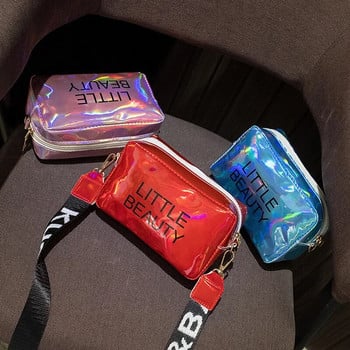 Малка дамска лазерна чанта за през рамо Messenger чанта за рамо PVC Jelly Малка чанти Messenger Candy Colors чанти Лазерна холографска чанта Bolsa