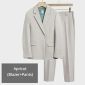 (Blazer+Pants) Υψηλής ποιότητας Μόδα Casual Ανδρικό Κοστούμι Κορεατικής Εφαρμογής σακάκι Παντελόνι 2 τεμαχίων Νυφικό Party S-5XL