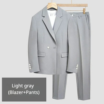 (Blazer+Pants) Υψηλής ποιότητας Μόδα Casual Ανδρικό Κοστούμι Κορεατικής Εφαρμογής σακάκι Παντελόνι 2 τεμαχίων Νυφικό Party S-5XL