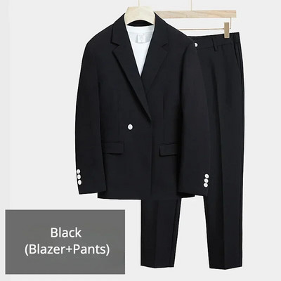 (Blazer+Pants) Υψηλής ποιότητας Μόδα Casual Ανδρικό Κοστούμι Κορεατικής Εφαρμογής σακάκι Παντελόνι 2 τεμαχίων Νυφικό Party S-5XL