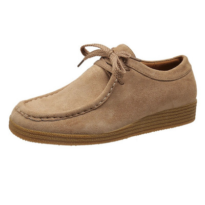 Madingi moteriški plokščiapadžiai zomšiniai vienspalviai suvarstomi siuvimo platforminiai bateliai 2023 m. ruduo Nauji laisvalaikio sportbačiai vaikščioti į darbą ir atgal Sportiniai batai