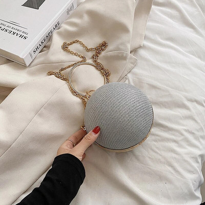 Specil Ring fogantyú strassz esti kuplung táska arany fényes kézitáska és pénztárca Mini kis kosárlabda Crossbody válltáska