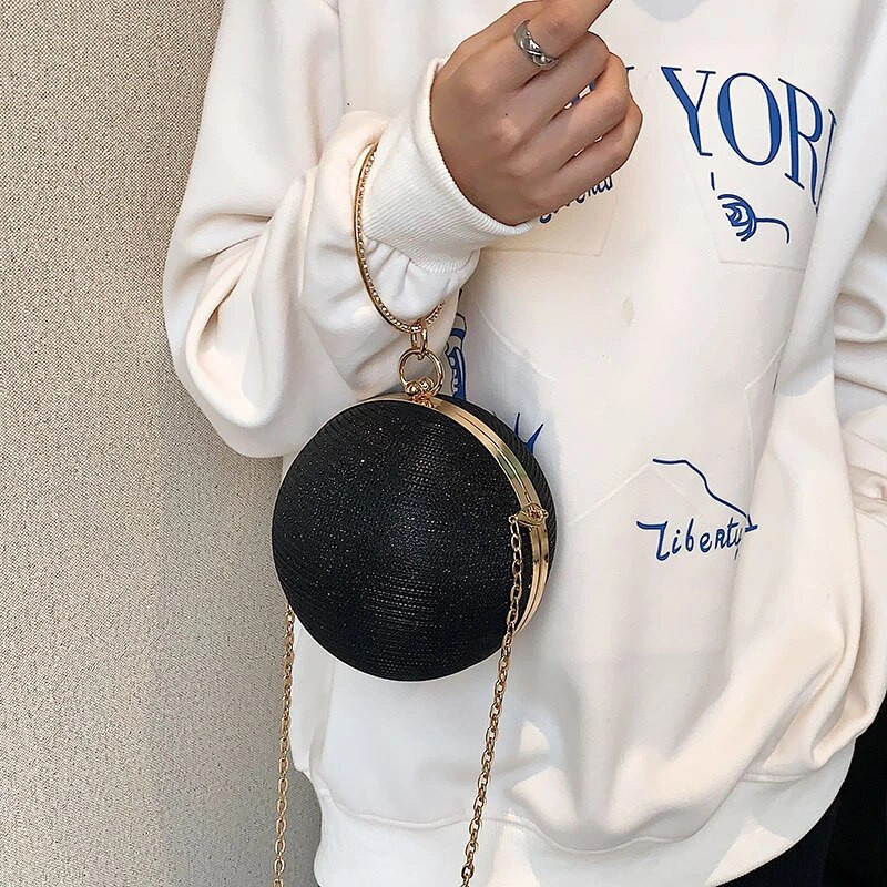 Specil Ring fogantyú strassz esti kuplung táska arany fényes kézitáska és pénztárca Mini kis kosárlabda Crossbody válltáska