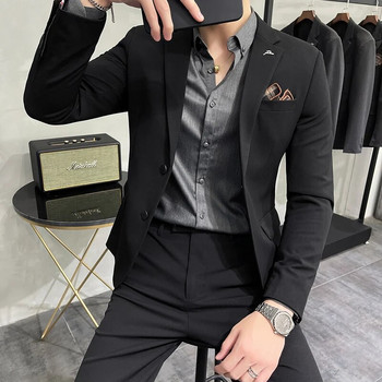 M-7XL Νέο (Blazer+ Pants) Ανδρική Μόδα Business British Style Slim-fit Κορεάτικο Casual Gentleman Wedding Hosting Επίσημο 2 τεμάχιο