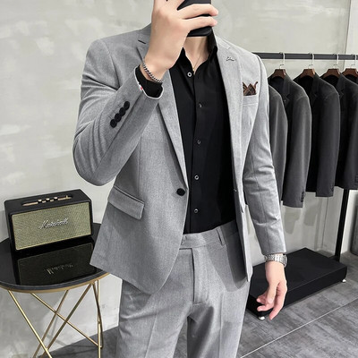 M-7XL Novo (Blazer + hlače) Muška moda, poslovna, britanska, uska, korejska, ležerna, gospodska, formalna, 2-dijelna