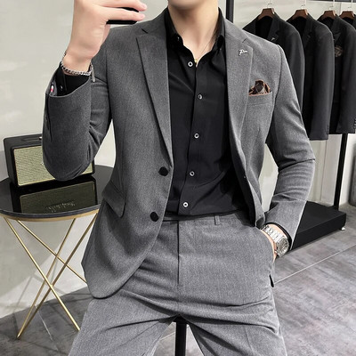 M-7XL Novo (Blazer + hlače) Muška moda, poslovna, britanska, uska, korejska, ležerna, gospodska, formalna, 2-dijelna