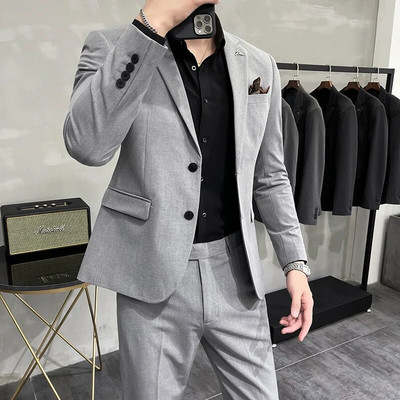 M-7XL Novo (Blazer + hlače) Muška moda, poslovna, britanska, uska, korejska, ležerna, gospodska, formalna, 2-dijelna