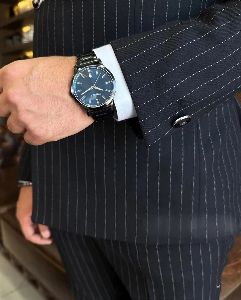 Meeste ülikonnakostüüm Meresinine triibulised 2-osalised bleispüksid, meeste bleiser, äripeigmees, smoking, kontoririietus, pidulik pidu