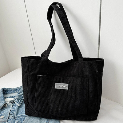 Női kordbársony hordtáska zsebekkel Zsinóros hordtáska Alkalmi bevásárlótáska iskolai munkához Vásárlás