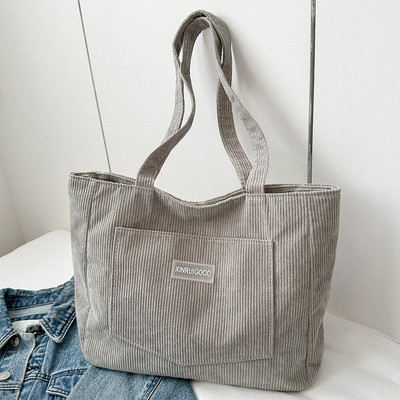 Női kordbársony hordtáska zsebekkel Zsinóros hordtáska Alkalmi bevásárlótáska iskolai munkához Vásárlás