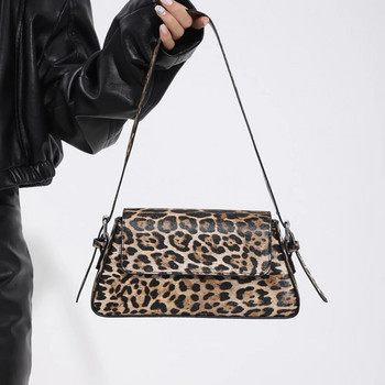 Мини чанта Hobo от PU кожа Водоустойчива дамска стилна чанта за през рамо Голям капацитет Чанта с леопардов принт под мишниците Едноцветни пътни чанти