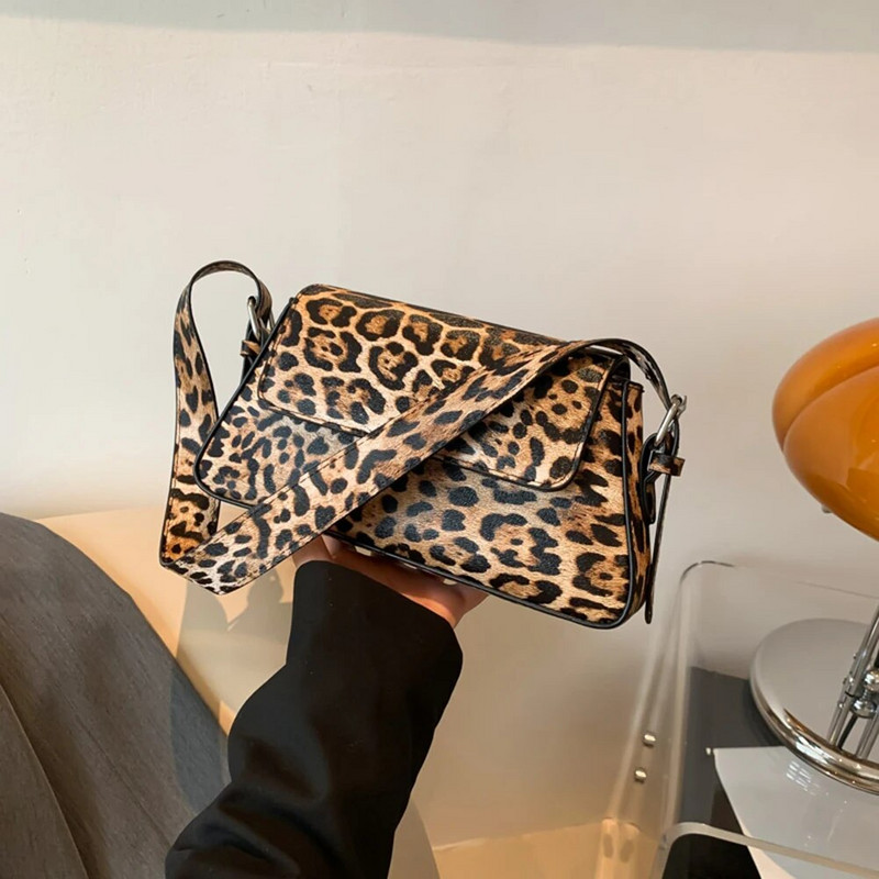 Mini hobo torba od PU kože Vodootporna ženska moderna torba na rame velikog kapaciteta Torba s leopard printom ispod pazuha Jednobojne putne torbe