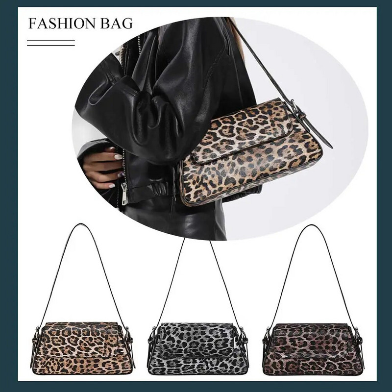 Mini hobo torba od PU kože Vodootporna ženska moderna torba na rame velikog kapaciteta Torba s leopard printom ispod pazuha Jednobojne putne torbe