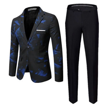Нов мъжки бизнес социален костюм от 2023 г. Комплект от 2 части Червен/Син Моден мъжки парти за балове, тесни сака и панталони