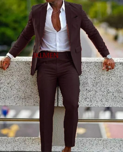 Πορτοκαλί επίσημα ανδρικά κοστούμια για χορό γάμου Notch Lapel Blazer Custom Made Fashion Σμόκιν Σακάκι δύο τεμαχίων+παντελόνι Tr Hombreajes De