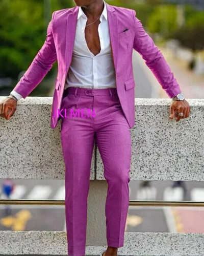 Πορτοκαλί επίσημα ανδρικά κοστούμια για χορό γάμου Notch Lapel Blazer Custom Made Fashion Σμόκιν Σακάκι δύο τεμαχίων+παντελόνι Tr Hombreajes De