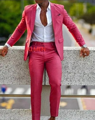 Πορτοκαλί επίσημα ανδρικά κοστούμια για χορό γάμου Notch Lapel Blazer Custom Made Fashion Σμόκιν Σακάκι δύο τεμαχίων+παντελόνι Tr Hombreajes De