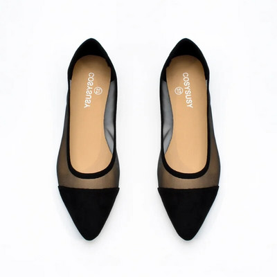 Rastezljive pletene balerinke Ženske natikače 2023 Proljetne prozračne mrežaste ravne cipele Balerina mokasine Ležerne cipele na špic vrhove