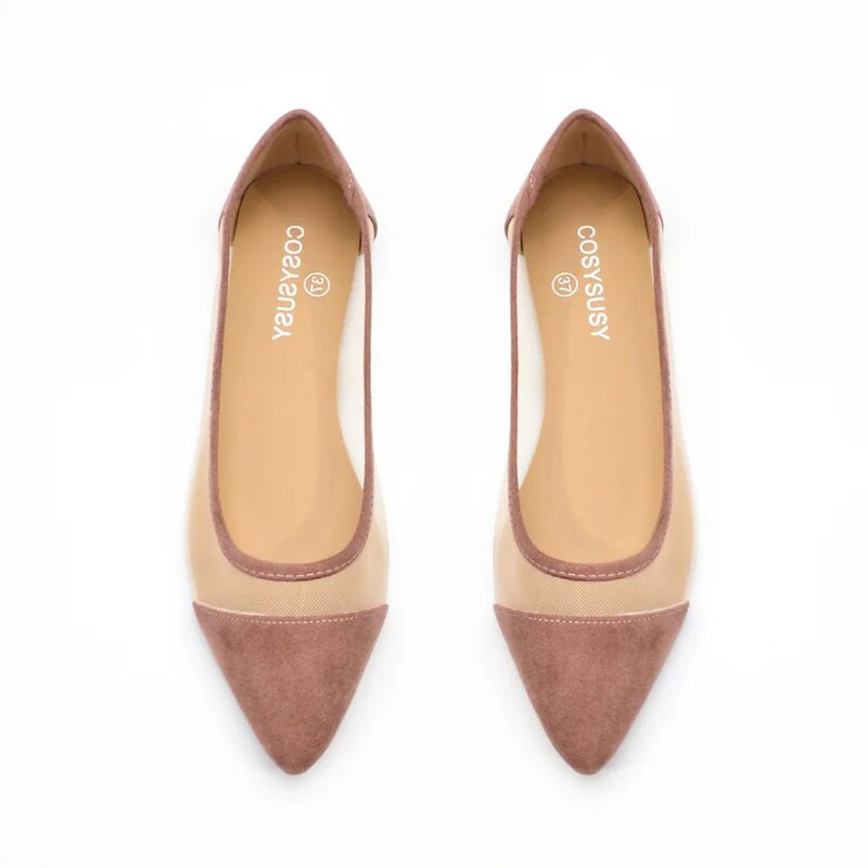 Rastezljive pletene balerinke Ženske natikače 2023 Proljetne prozračne mrežaste ravne cipele Balerina mokasine Ležerne cipele na špic vrhove