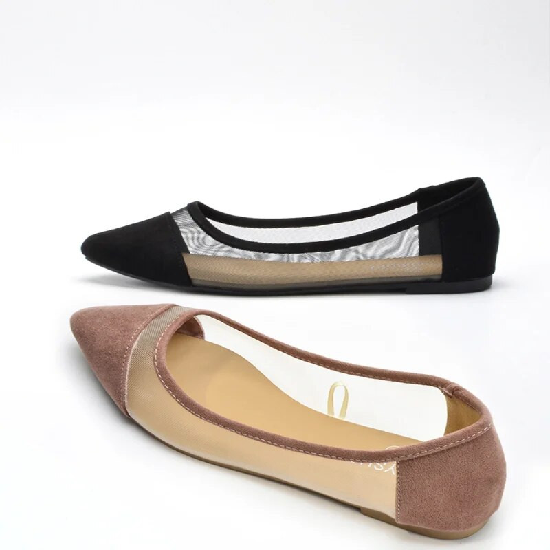 Rastezljive pletene balerinke Ženske natikače 2023 Proljetne prozračne mrežaste ravne cipele Balerina mokasine Ležerne cipele na špic vrhove