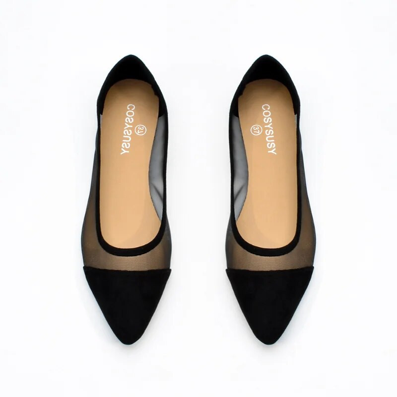 Rastezljive pletene balerinke Ženske natikače 2023 Proljetne prozračne mrežaste ravne cipele Balerina mokasine Ležerne cipele na špic vrhove