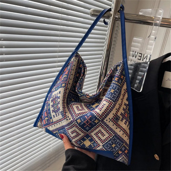 Дамска студентска платнена чанта в ретро етнически стил Платнени плажни чанти Тъкани преносими меки ежедневни печатни бохемски ръчно изработени за пътуване