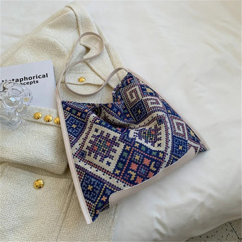 Дамска студентска платнена чанта в ретро етнически стил Платнени плажни чанти Тъкани преносими меки ежедневни печатни бохемски ръчно изработени за пътуване