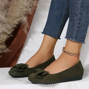 Casual Bowknot Γυναικεία Flat Παπούτσια Φθινοπωρινά ρηχά στρογγυλά δάχτυλα Αντλία Comfort Solid Slip-on Outdoor Γυναικεία παπούτσια περπατήματος Plus Size 43