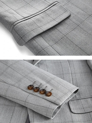 ( Μπουφάν + Γιλέκο + Παντελόνι ) 2024 New Fashion Boutique Καρό Ανδρικό casual επαγγελματικό κοστούμι γαμπρού Επίσημο λεπτό καρό κοστούμι