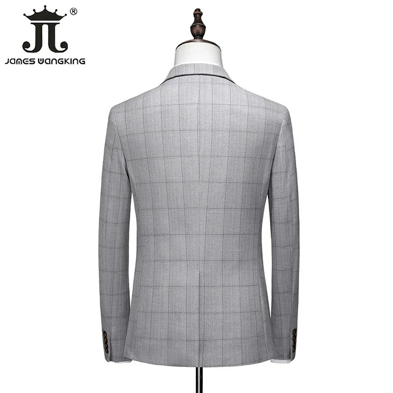 ( Jakna + prsluk + hlače ) 2024 New Fashion Boutique Karirano muško ležerno poslovno odijelo Vjenčanica za mladoženju Formalno usko karirano odijelo