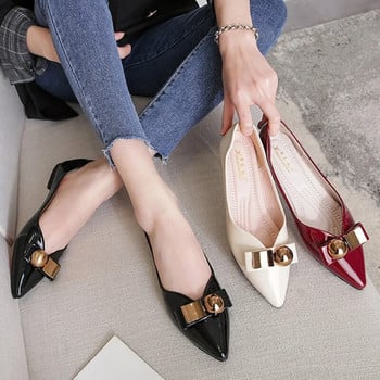Плюс размер 33-43 Дамски обувки с мека подметка Метални мокасини Дамски обувки тип балерина chaussure femme мокасини с остри връхчета vc3098