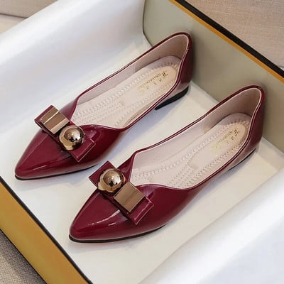 Didesnio dydžio 33-43 moteriški minkštu padu plokščiapadžiai Metaliniai bateliai balerina moteriški batai chaussure femme slip ant smailių nosies mokasinai vc3098