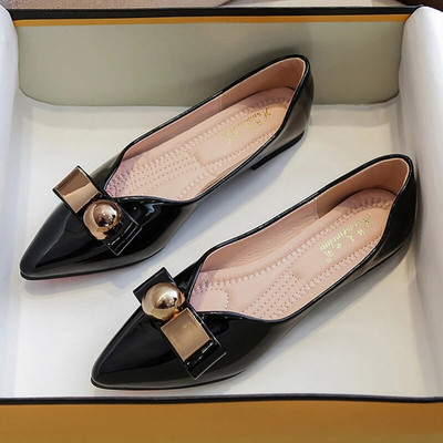 Didesnio dydžio 33-43 moteriški minkštu padu plokščiapadžiai Metaliniai bateliai balerina moteriški batai chaussure femme slip ant smailių nosies mokasinai vc3098