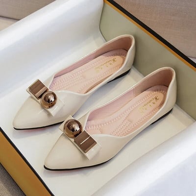 Didesnio dydžio 33-43 moteriški minkštu padu plokščiapadžiai Metaliniai bateliai balerina moteriški batai chaussure femme slip ant smailių nosies mokasinai vc3098