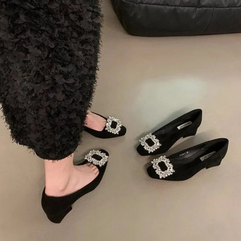 Χειμερινά γούνινα παπούτσια Γυναικεία πολυτελή κρυστάλλινα μυτερά παπούτσια σε γυναικεία επίπεδα παπούτσια Γυναικεία σέξι παπούτσια για βάρκα Mocasines Designer