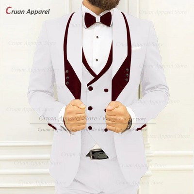 Smeđa odijela za muškarce uskog kroja Luksuzni smokingi za večeru i vjenčanje Mladoženja Moda po mjeri za povratak kući Muški blejzer Hlače na prsluku 3 komada